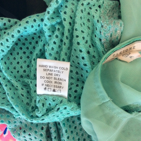 Pleione Perforated Metallic Seafoam Green Tunic - Picture 6 of 7